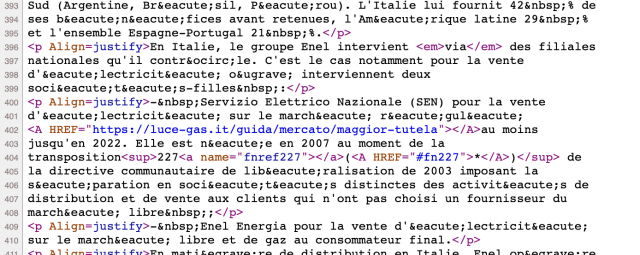 HTML code French Senate website page with link to commercial site with no anchor text