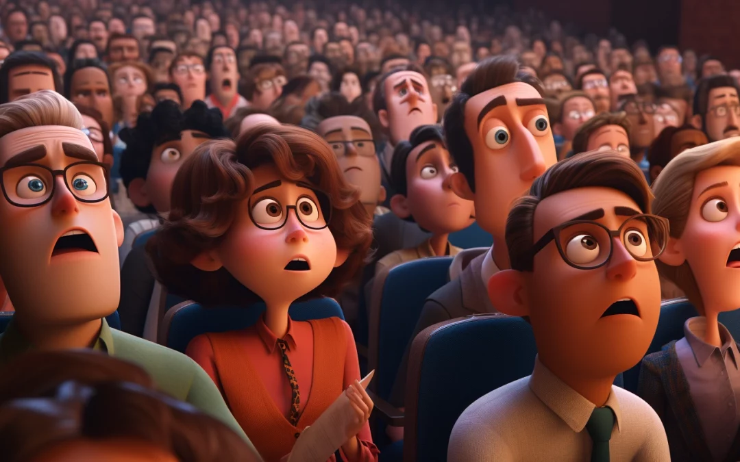 perplexed public pixar style by midjourney