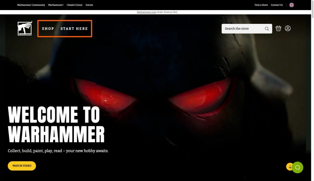 Warhammer.com homepage screenshot