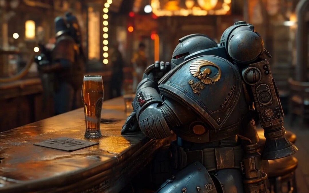 space marine having a beer